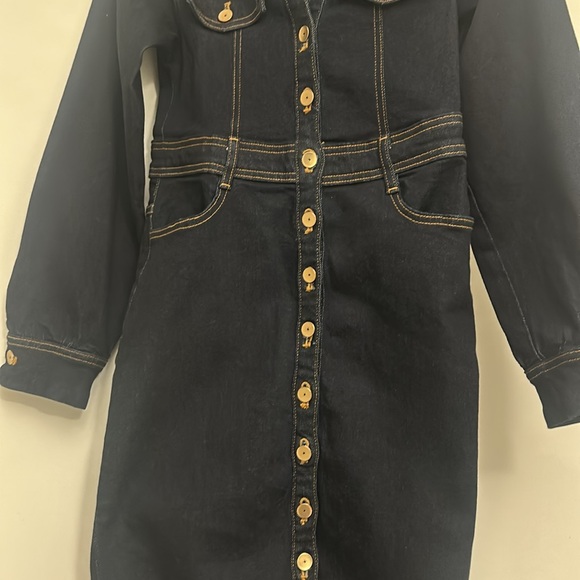 Zara Navy Long Sleeve Dress with Gold Buttons - Picture 5 of 6